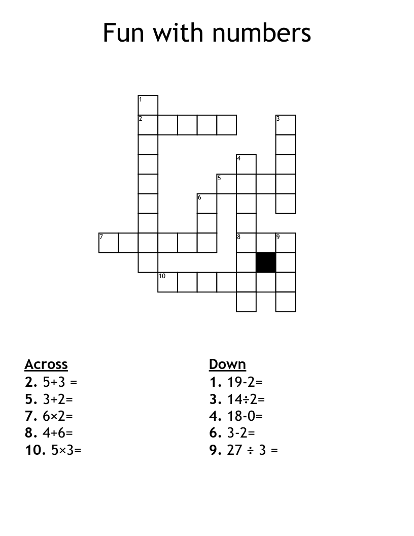 Fun with numbers Crossword