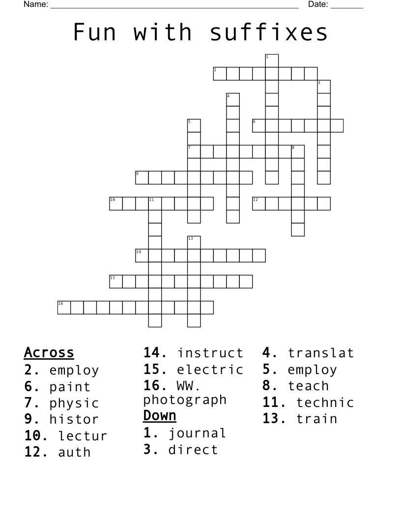 Fun with suffixes Crossword