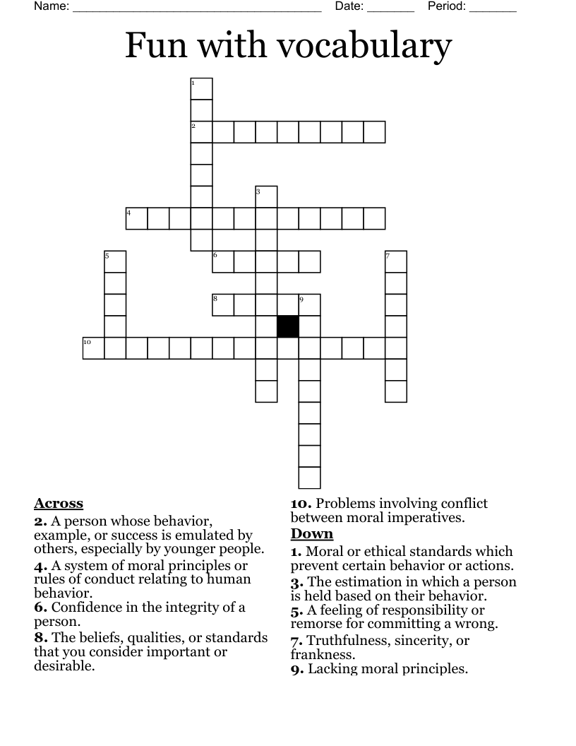 Fun with vocabulary Crossword