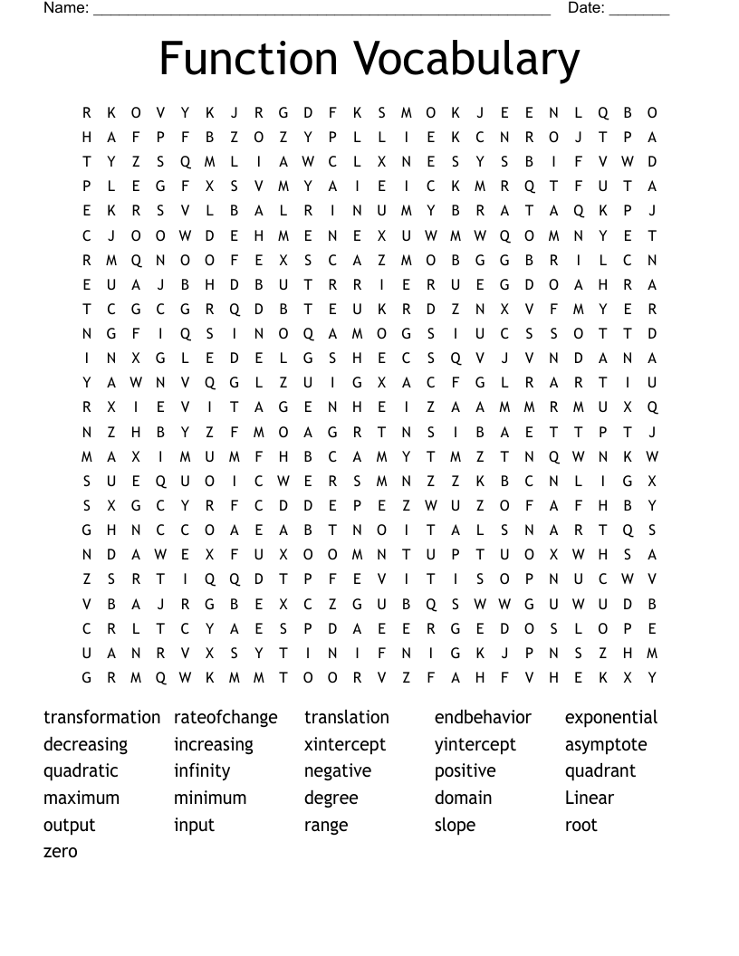 Function Vocabulary Word Search