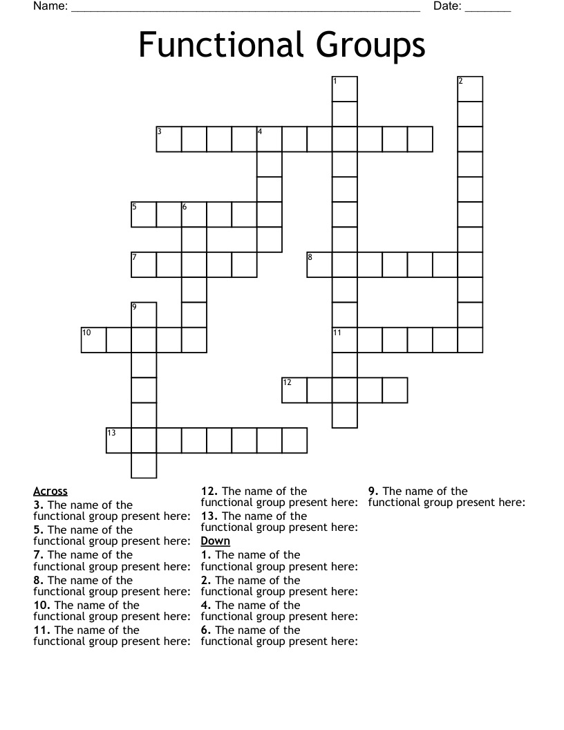 Functional Groups Crossword