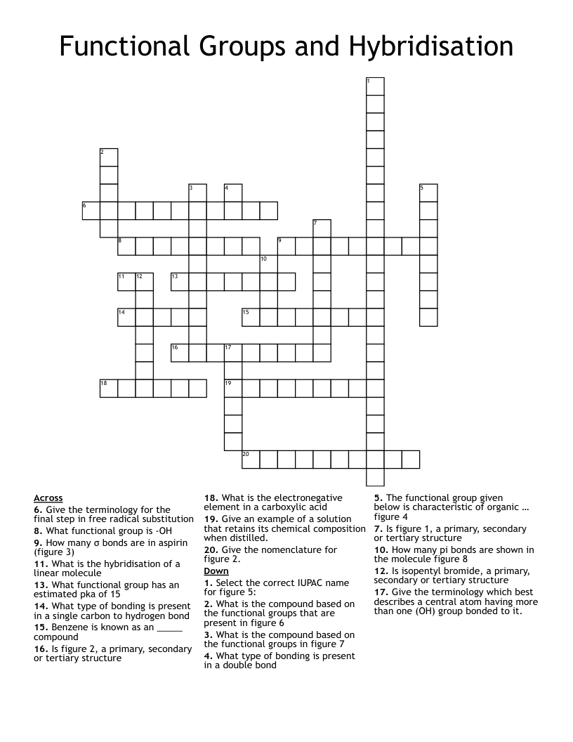 Functional Groups and Hybridisation Crossword