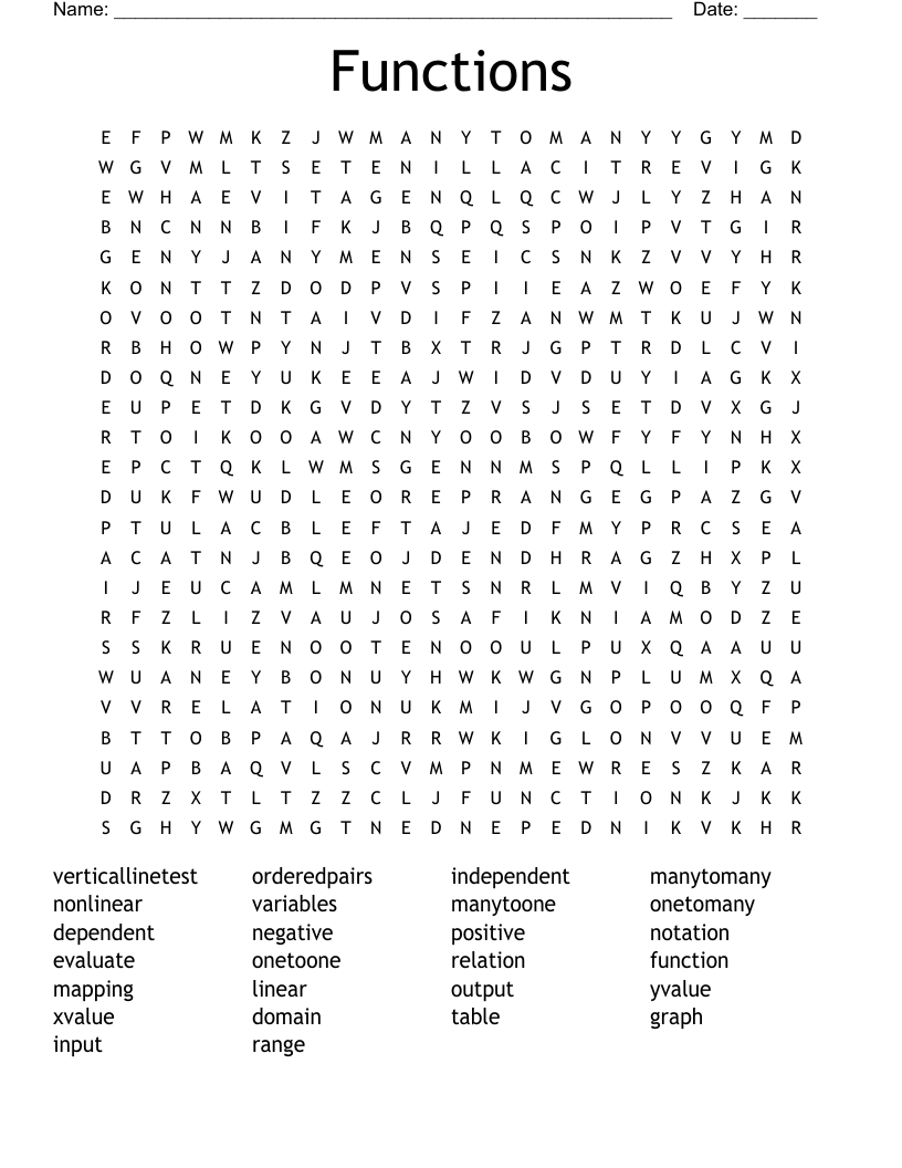 Functions Word Search