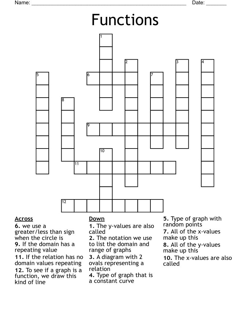 Functions Crossword