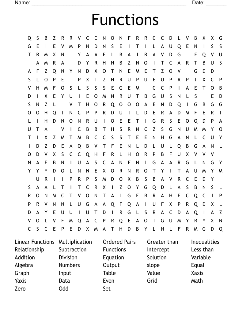 Functions Word Search