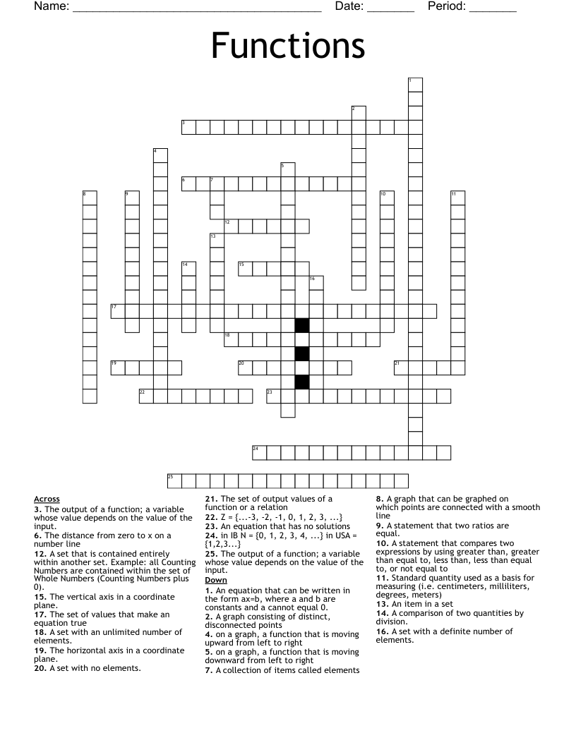 Functions  Crossword