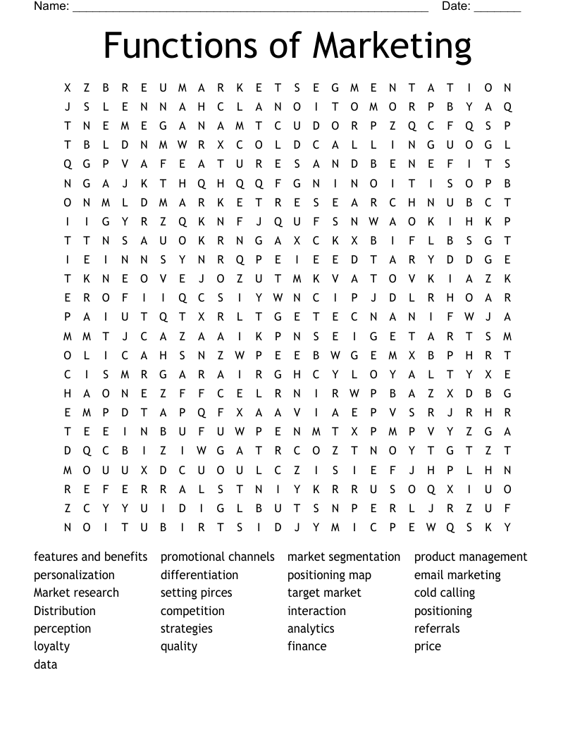 Functions of Marketing Word Search
