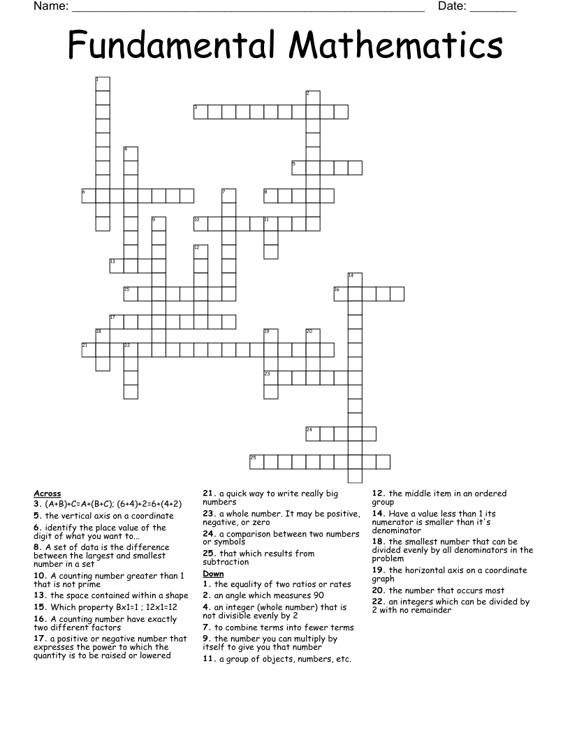 Fundamental Mathematics  Crossword
