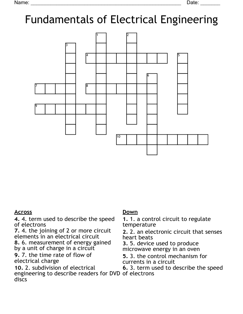 Fundamentals of Electrical Engineering Crossword