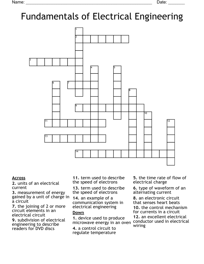 Fundamentals of Electrical Engineering Crossword