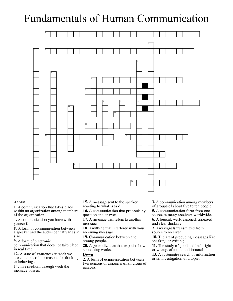 Fundamentals of Human Communication Crossword