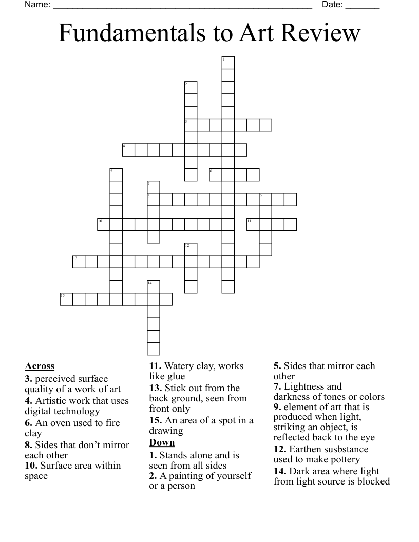 Fundamentals to Art Review Crossword