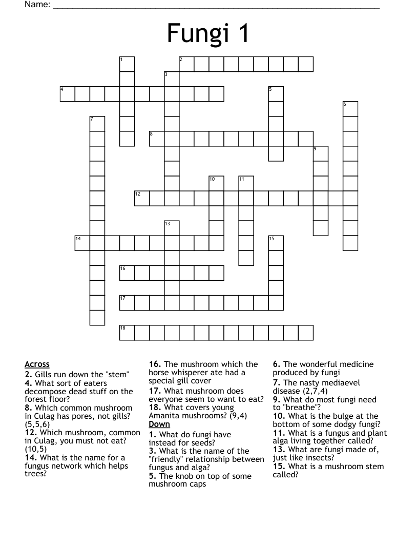 Fungi 1 Crossword