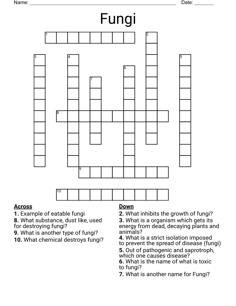 Fungi Crossword