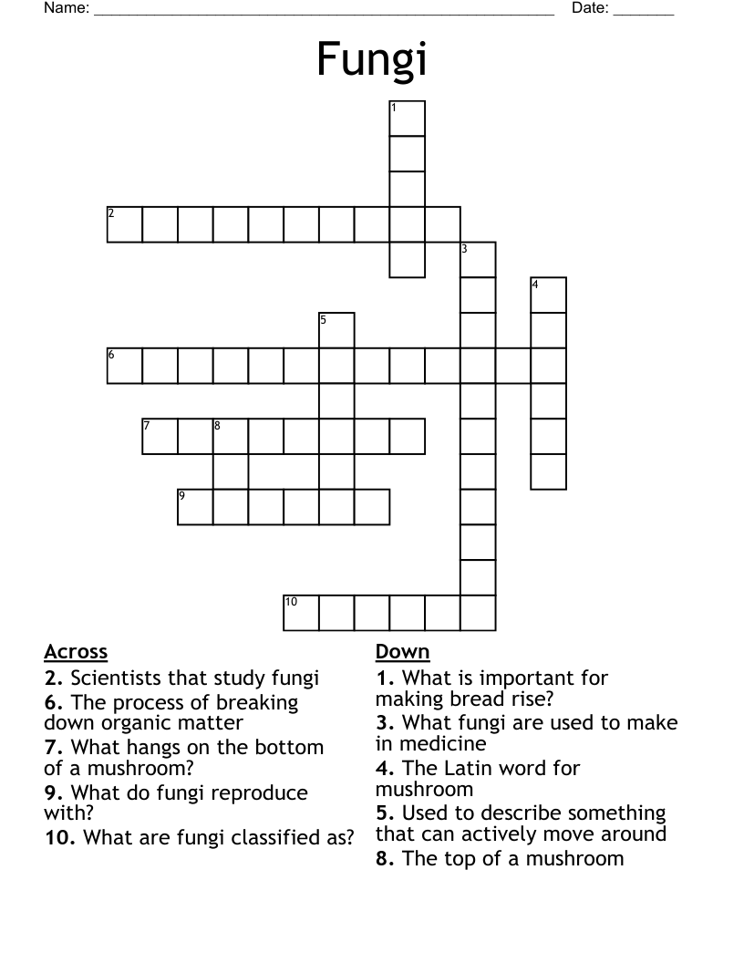Fungi Crossword