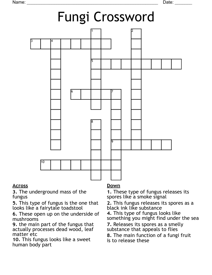 Fungi Crossword