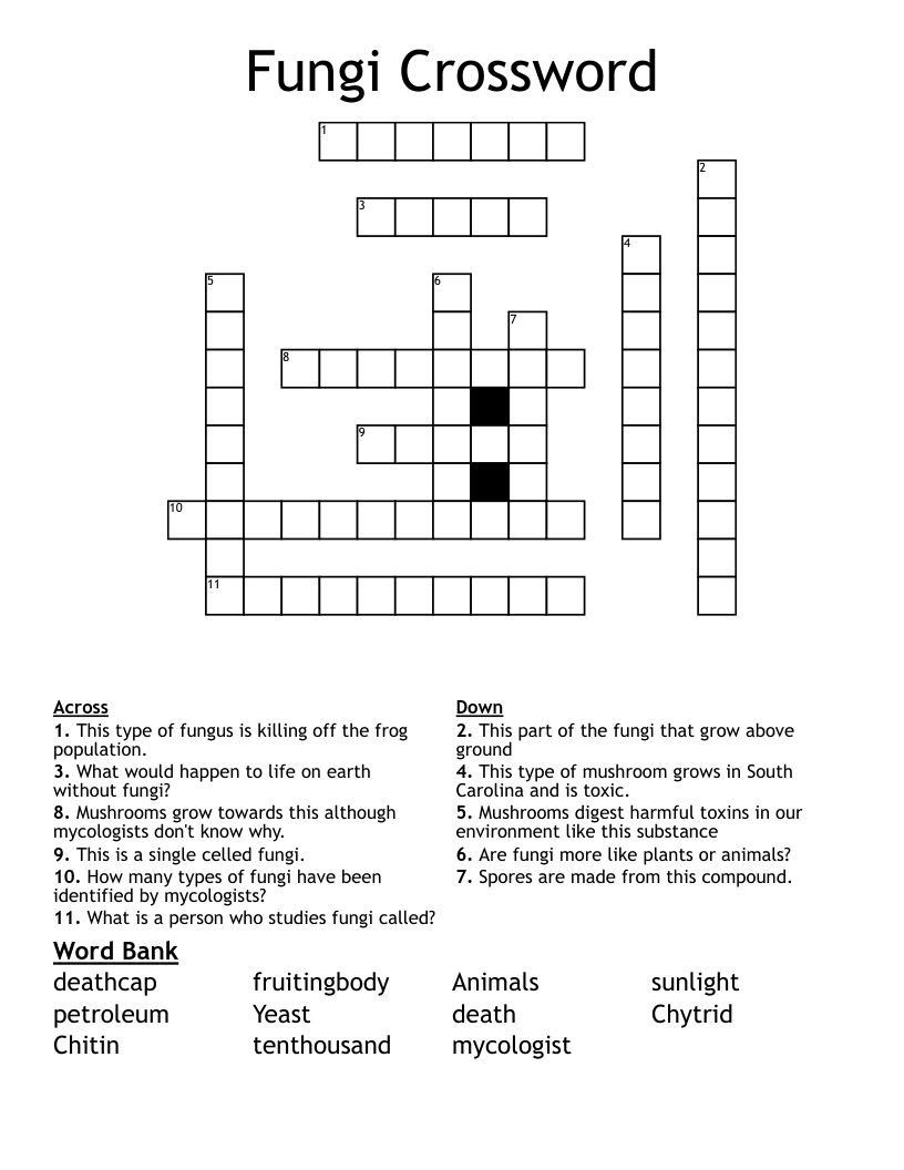 Fungi Crossword