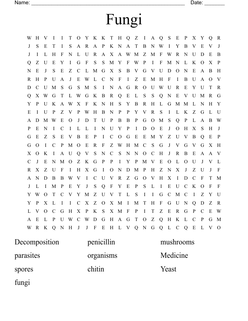 Fungi  Word Search
