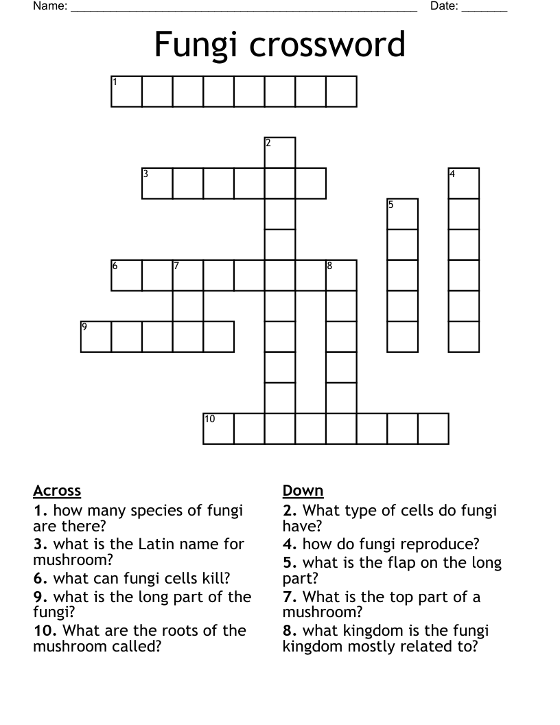 Fungi crossword