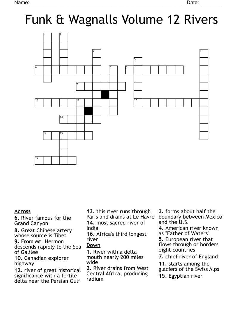 Funk & Wagnalls Volume 12 Rivers Crossword