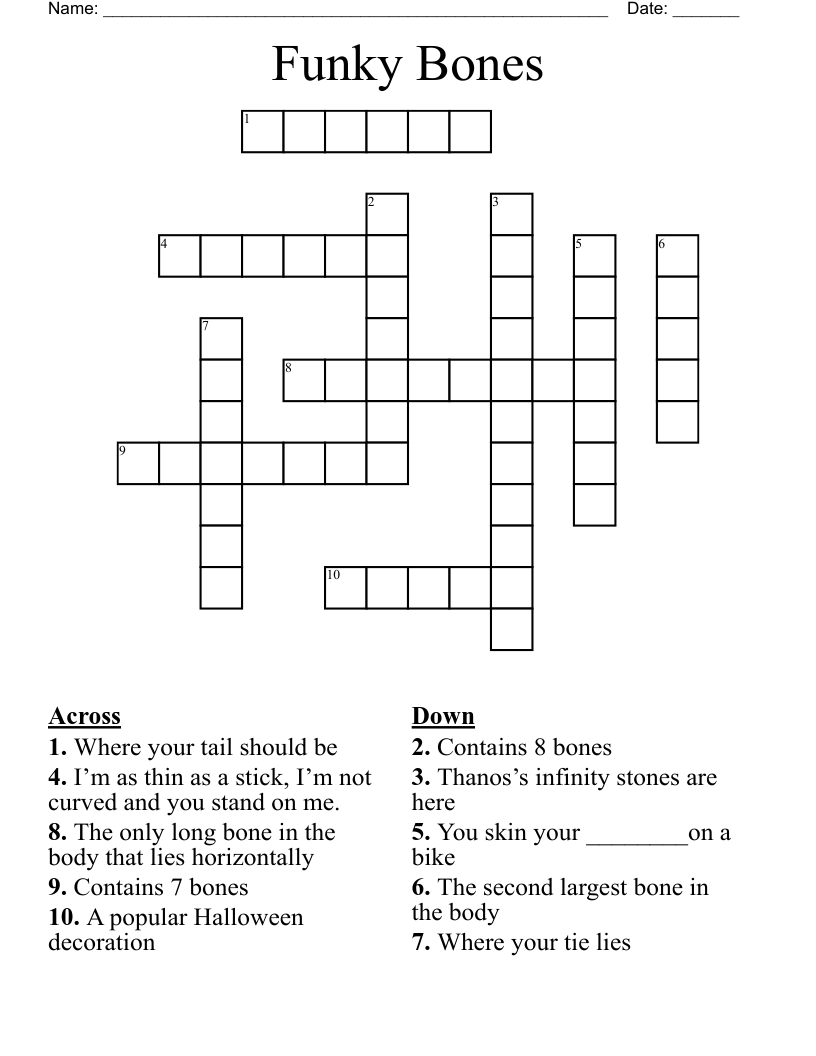 Funky Bones Crossword