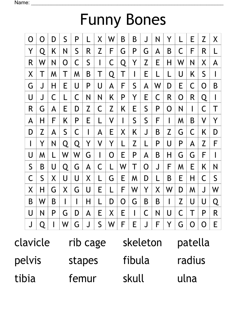 Funny Bones Word Search
