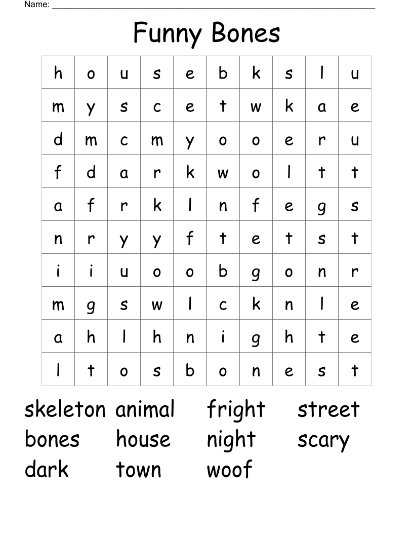 Funny Bones Word Search