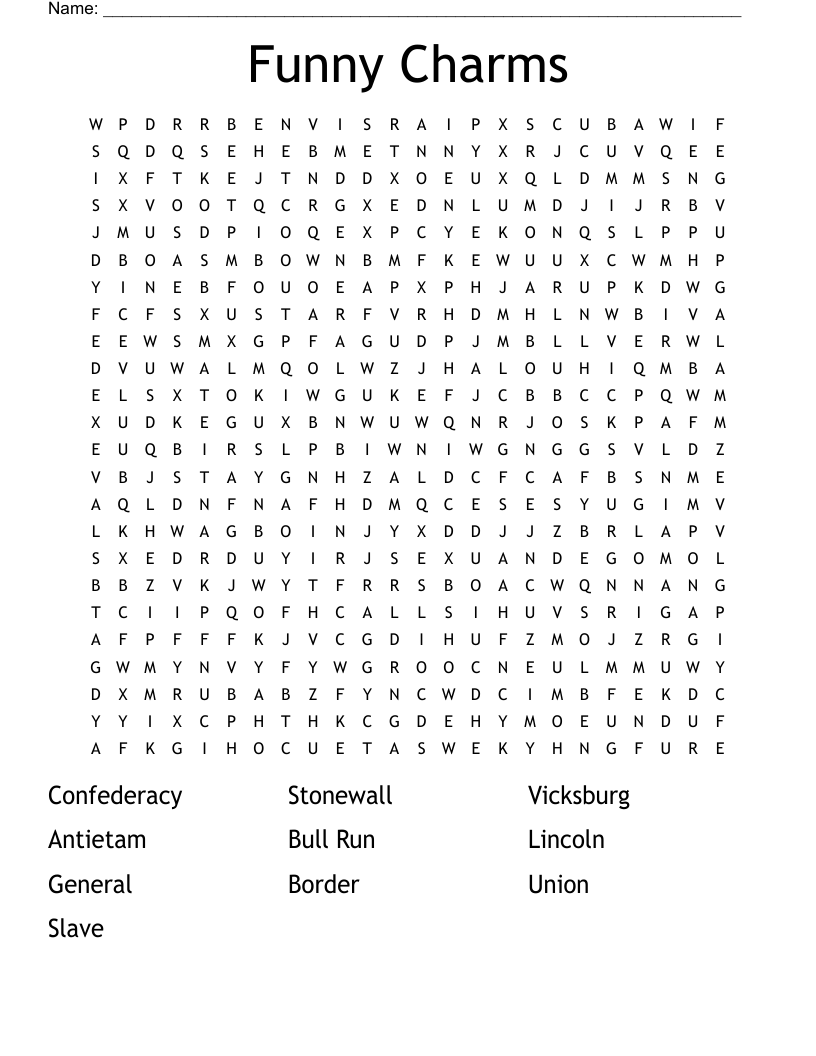 Funny Charms Word Search