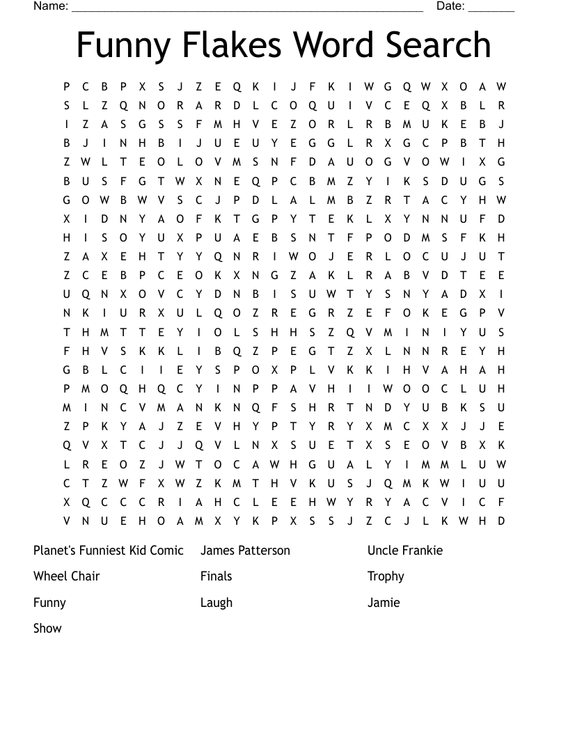 Funny Flakes Word Search 