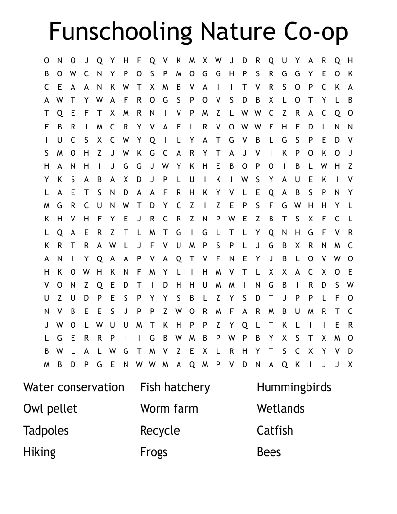 Funschooling Nature Co-op Word Search
