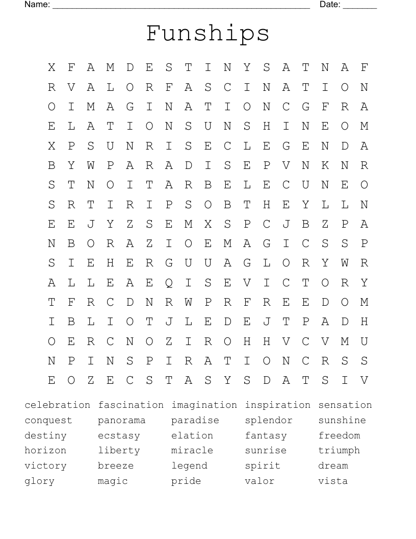 Funships Word Search