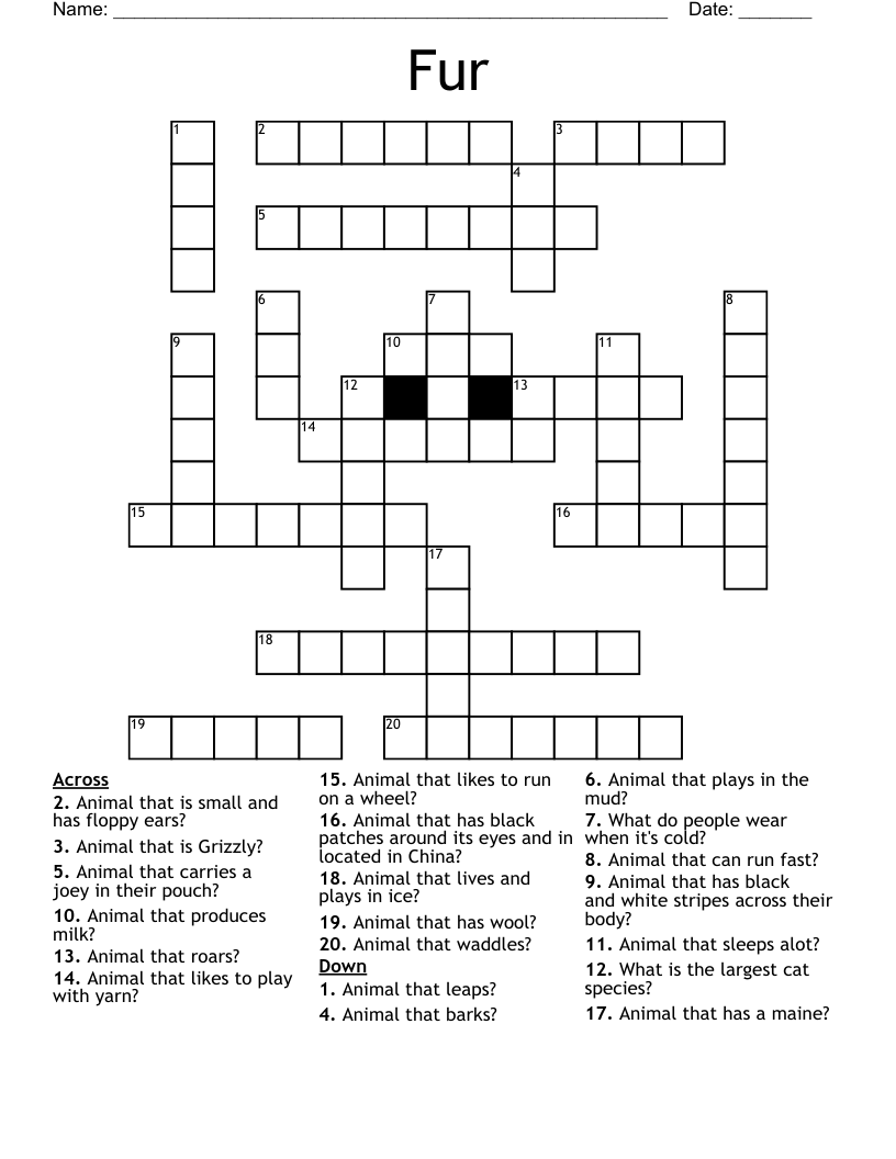 Fur Crossword