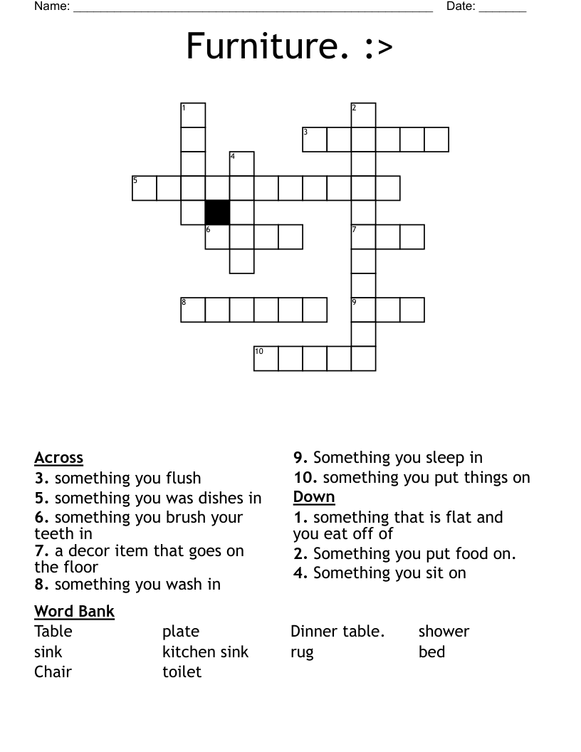 Furniture. :> Crossword