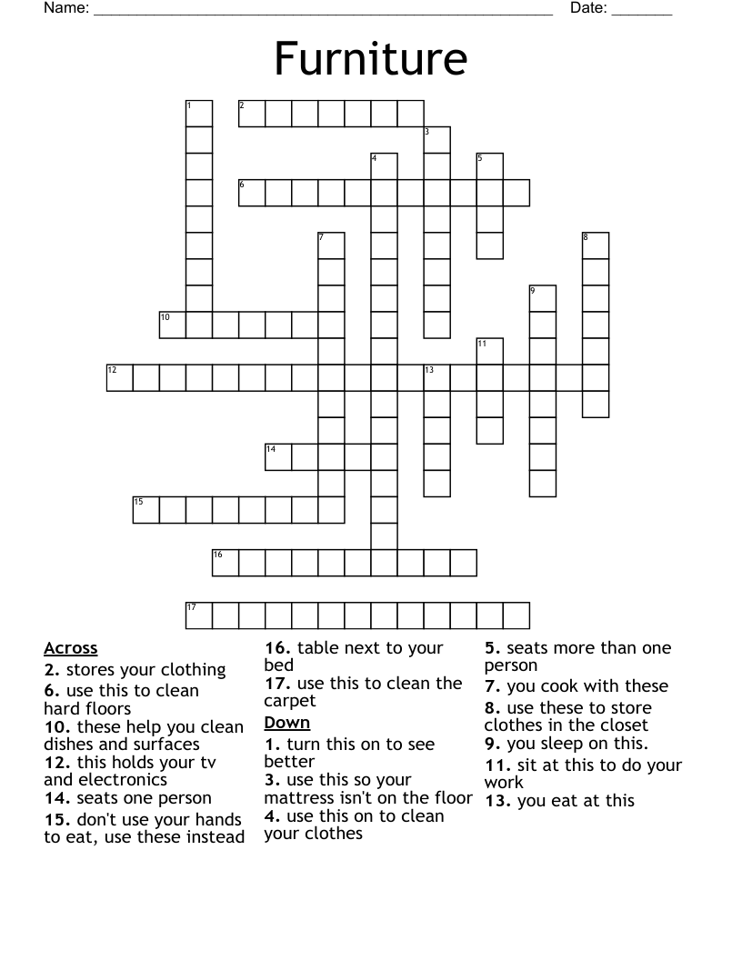 Furniture Crossword
