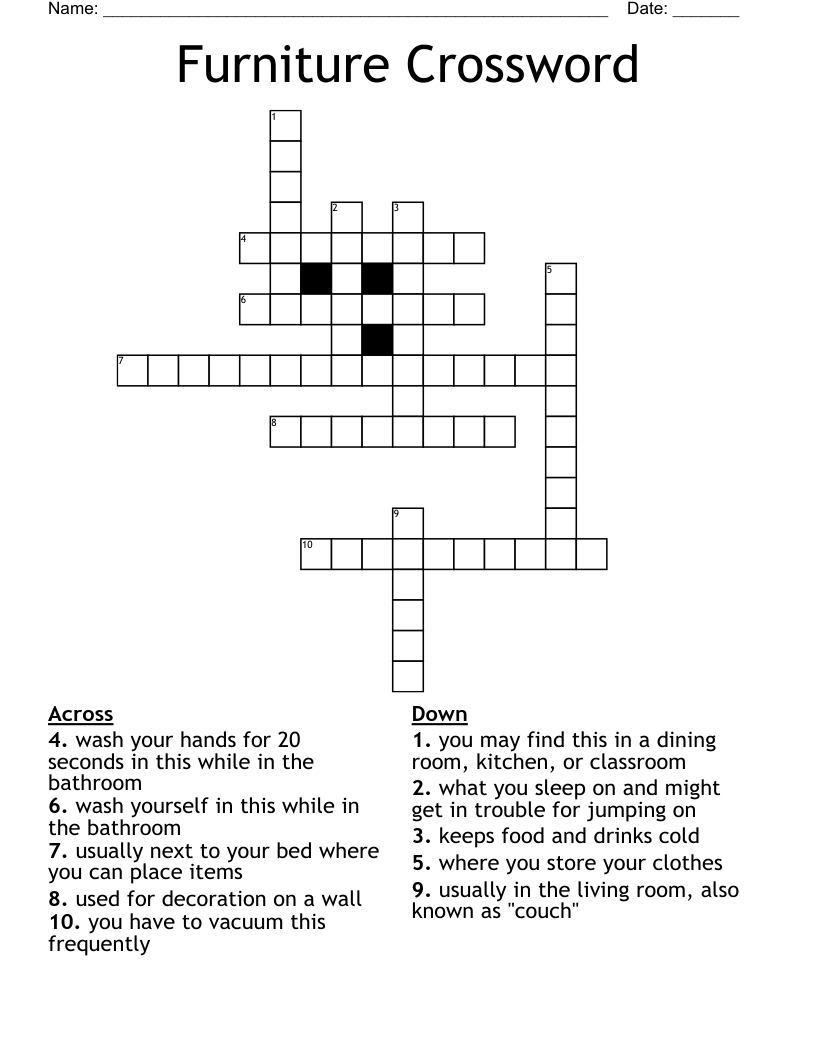 Furniture Crossword