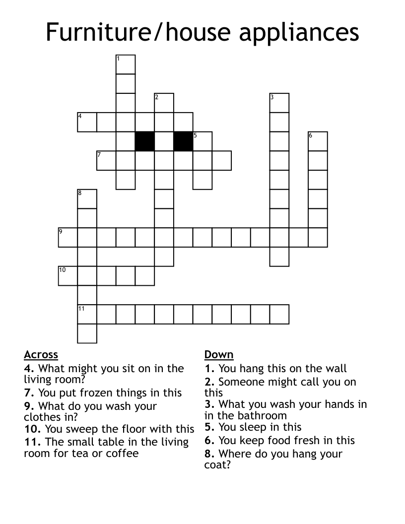 Furniture/house appliances Crossword