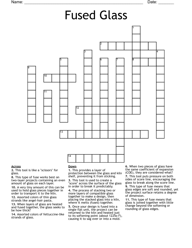 Fused Glass Crossword