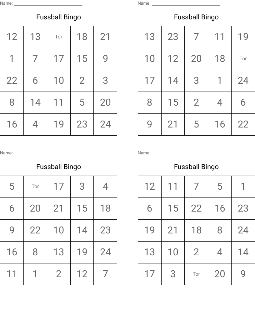 Fussball Bingo