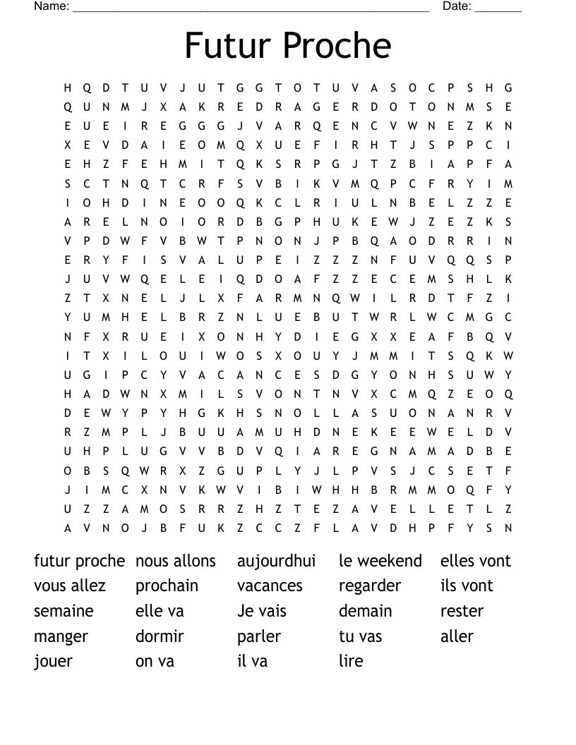 Futur Proche Word Search