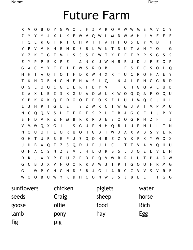 Future Farm Word Search