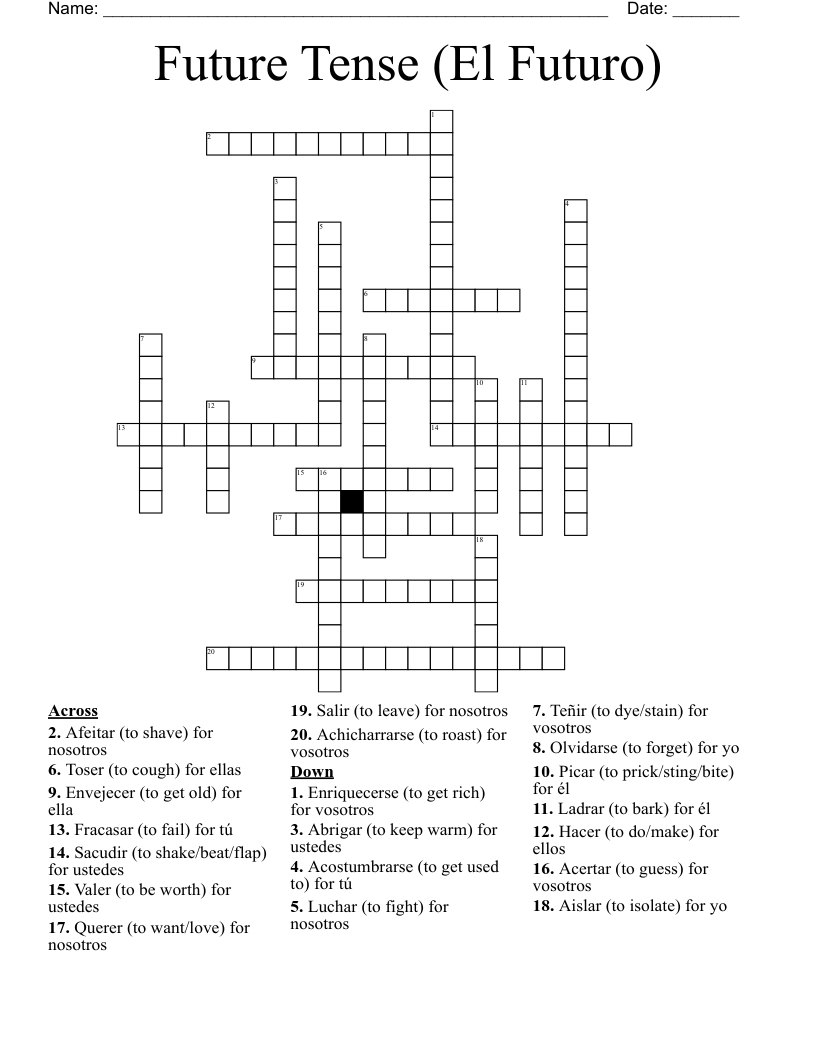 Future Tense (El Futuro) Crossword