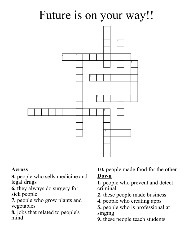 Future is on your way!! Crossword