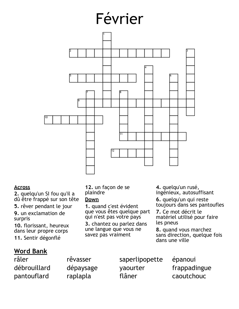 Février Crossword