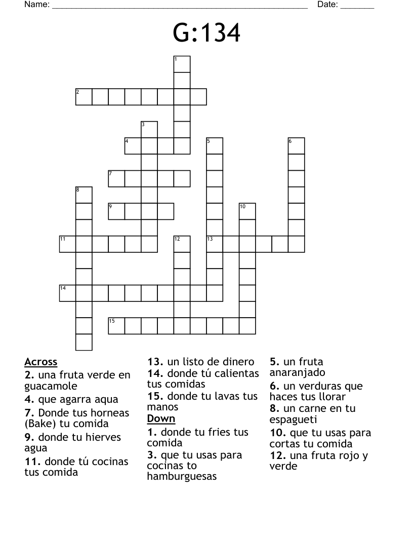 G:134 Crossword