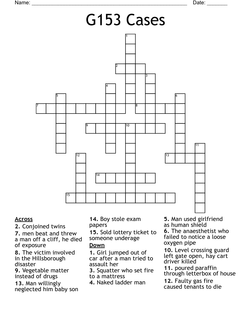 G153 Cases Crossword