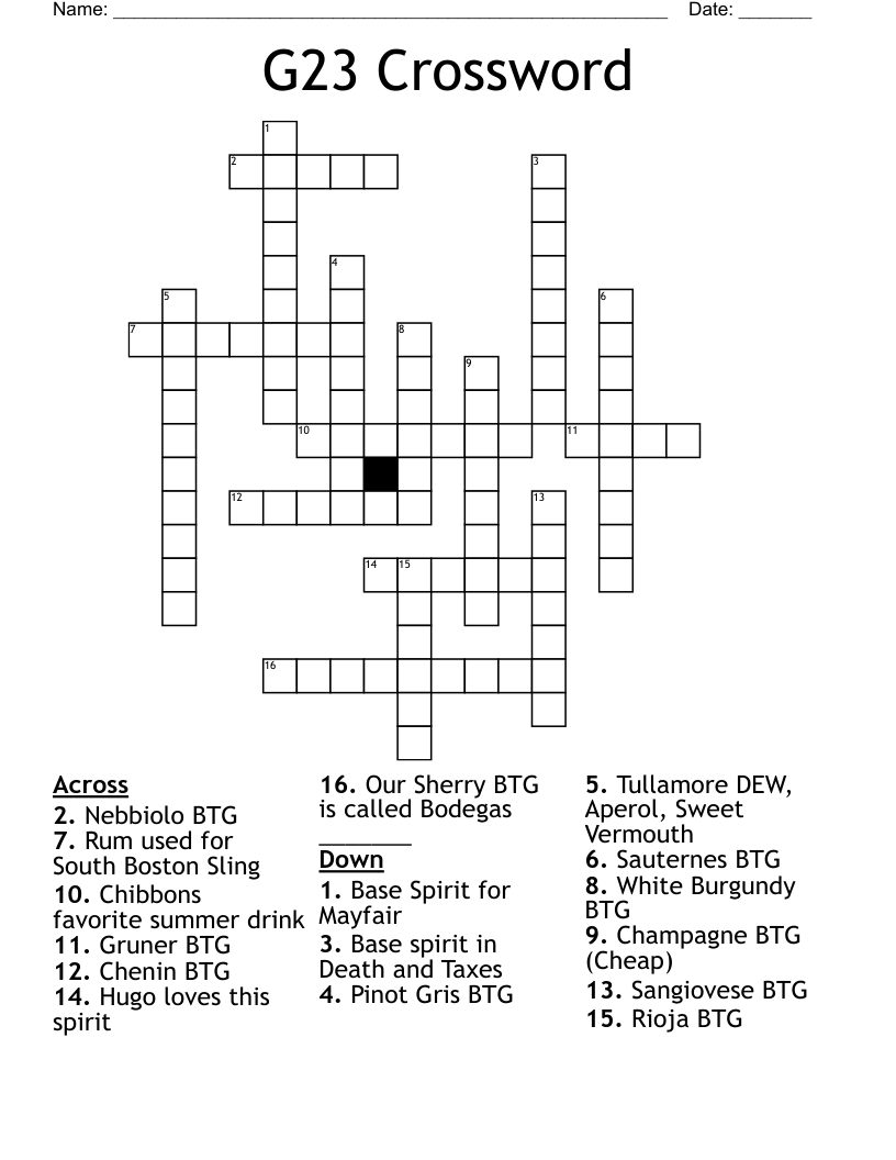 G23 Crossword 