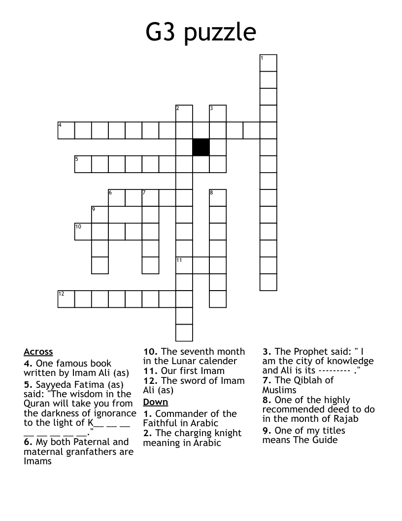 G3 puzzle Crossword