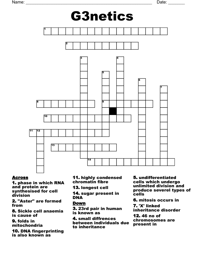 G3netics Crossword