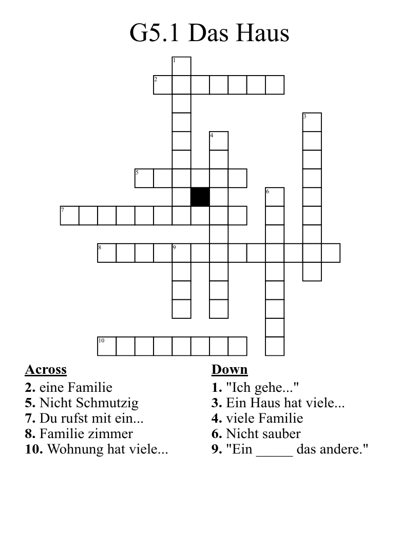 G5.1 Das Haus Crossword
