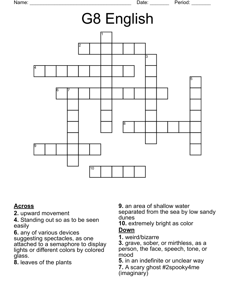 G8 English Crossword